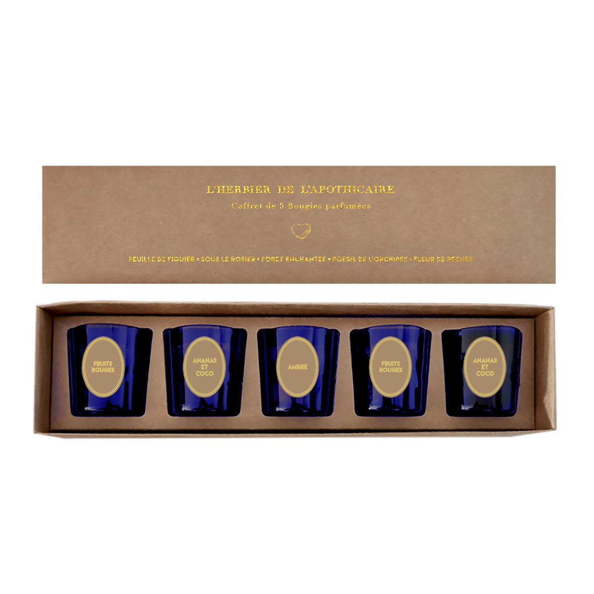 Coffret de 5 Mini Bougies ParfumĂ©es đŻïž : Herbier bleu D4,5 H5cm
